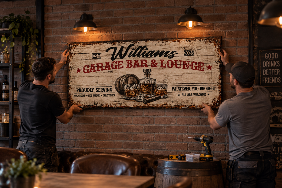 Personalized Garage Bar & Lounge Canvas