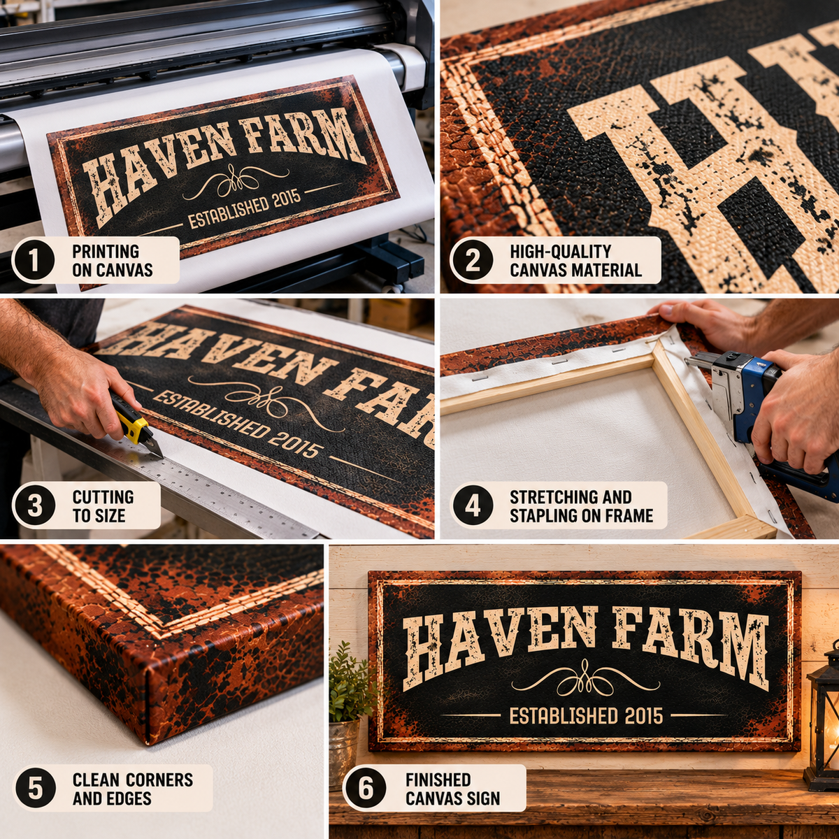 Personalized Farmhouse Canvas Wall Art – Custom Farm Name & Established Year Sign