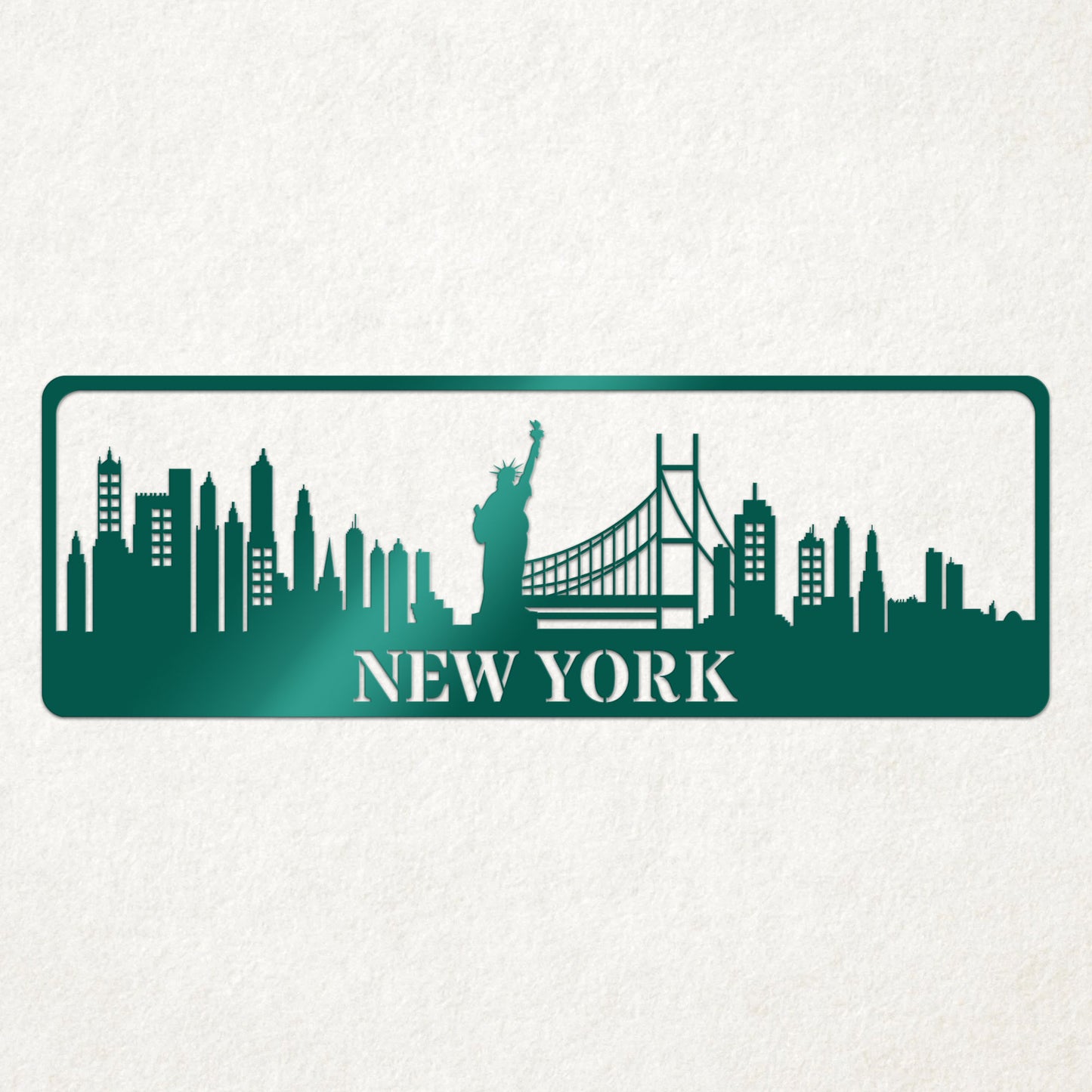 USA City Skylines Metal Sign
