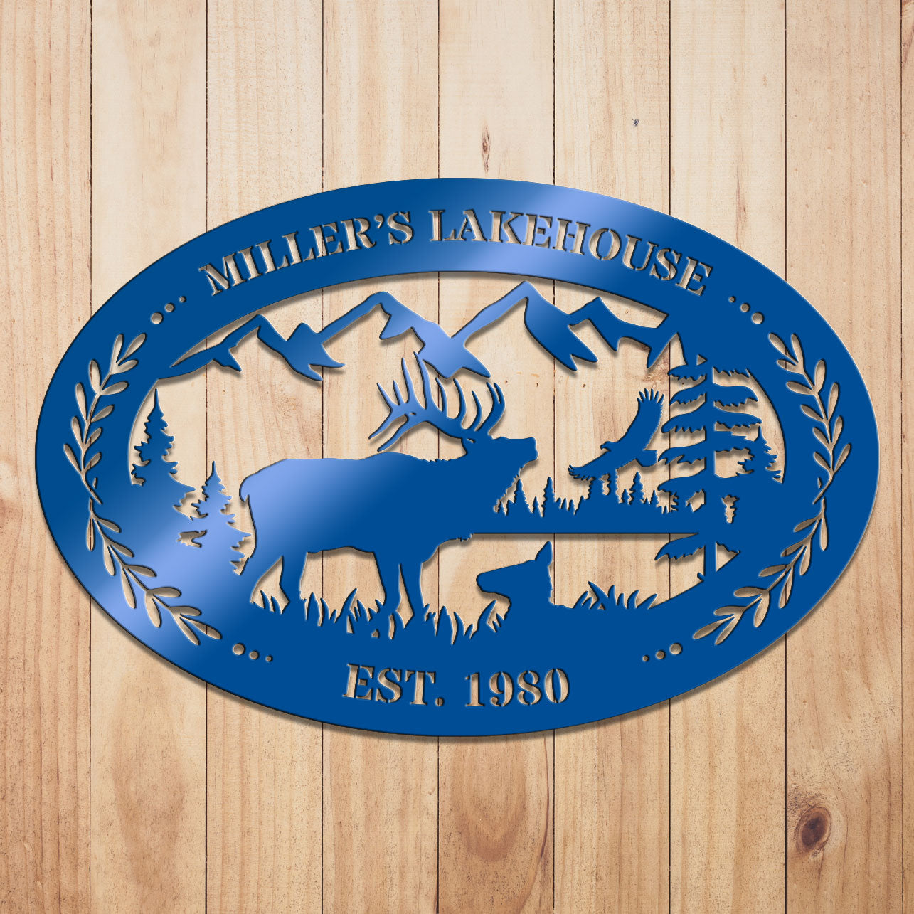 Elk Outdoor Oval Metal Sign