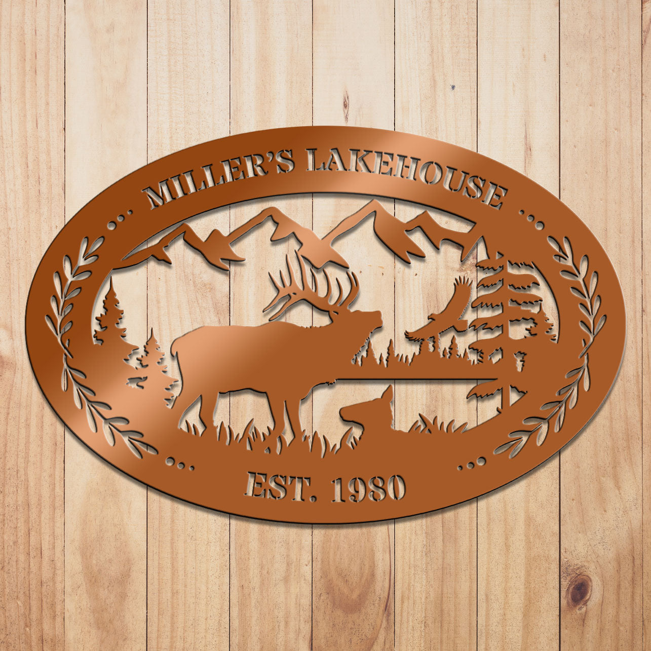Elk Outdoor Oval Metal Sign