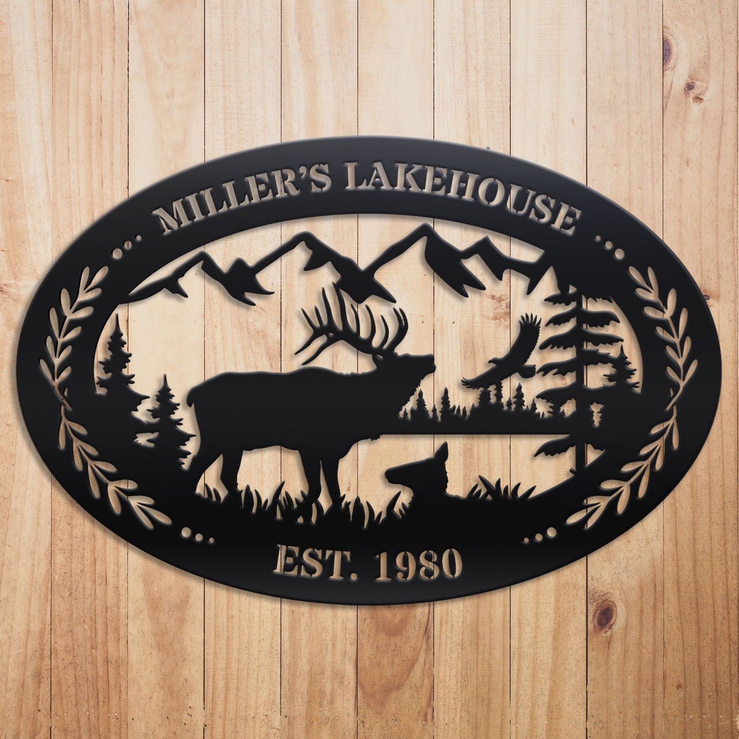 Elk Outdoor Oval Metal Sign