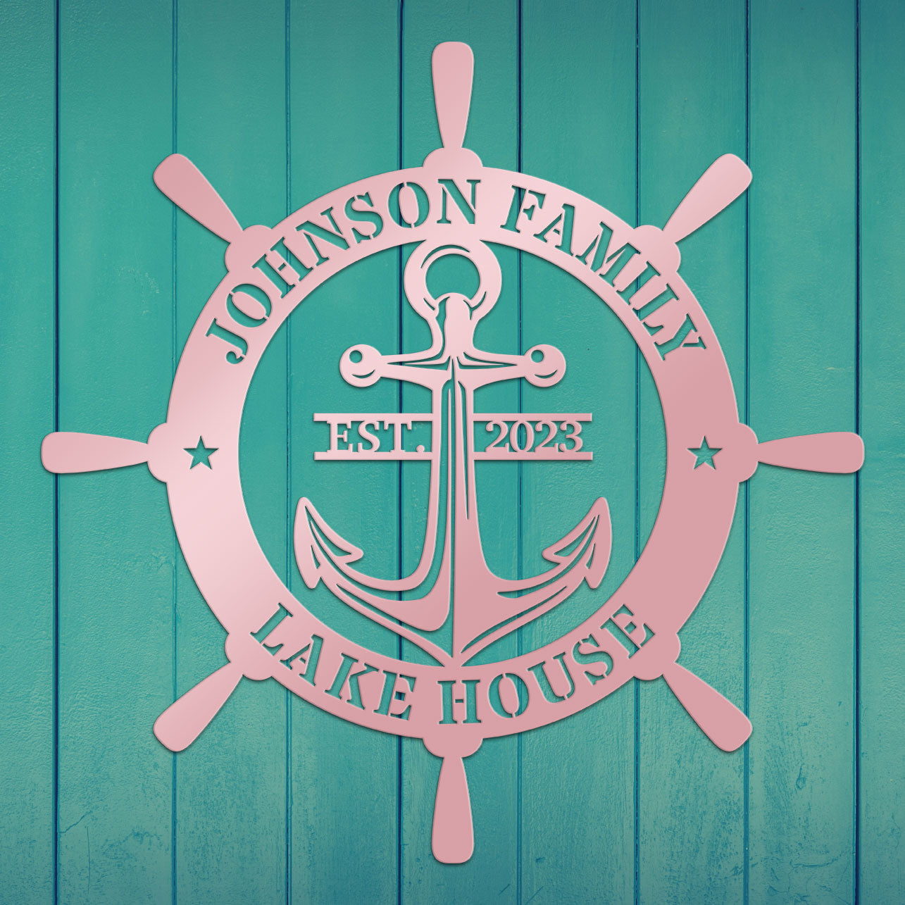 Ship Wheel Metal Sign