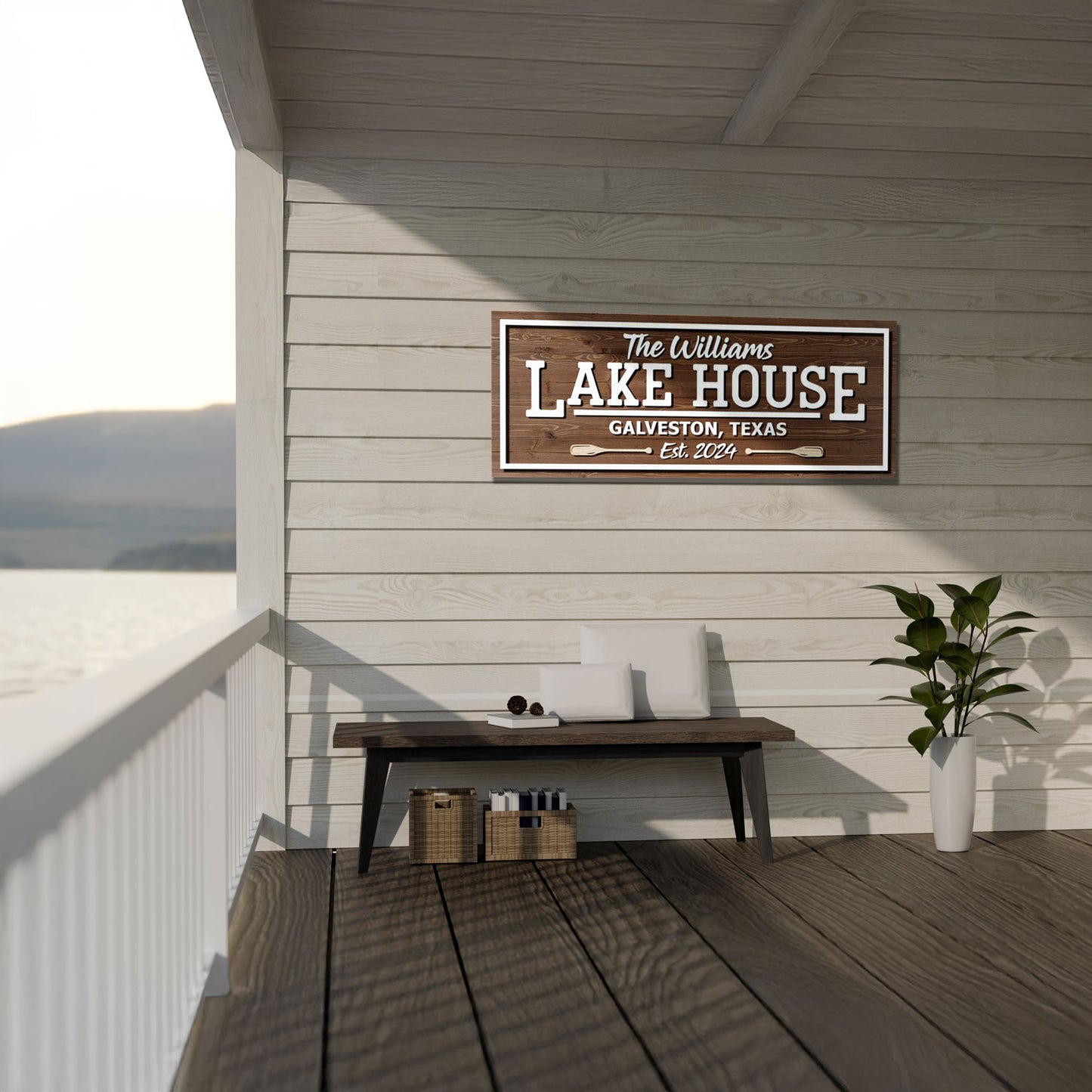 Rustic Lake House Wooden Sign