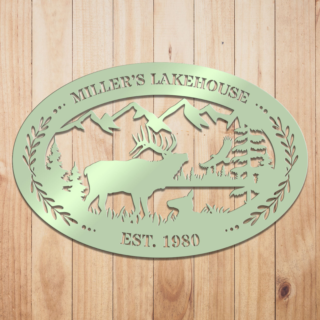 Elk Outdoor Oval Metal Sign