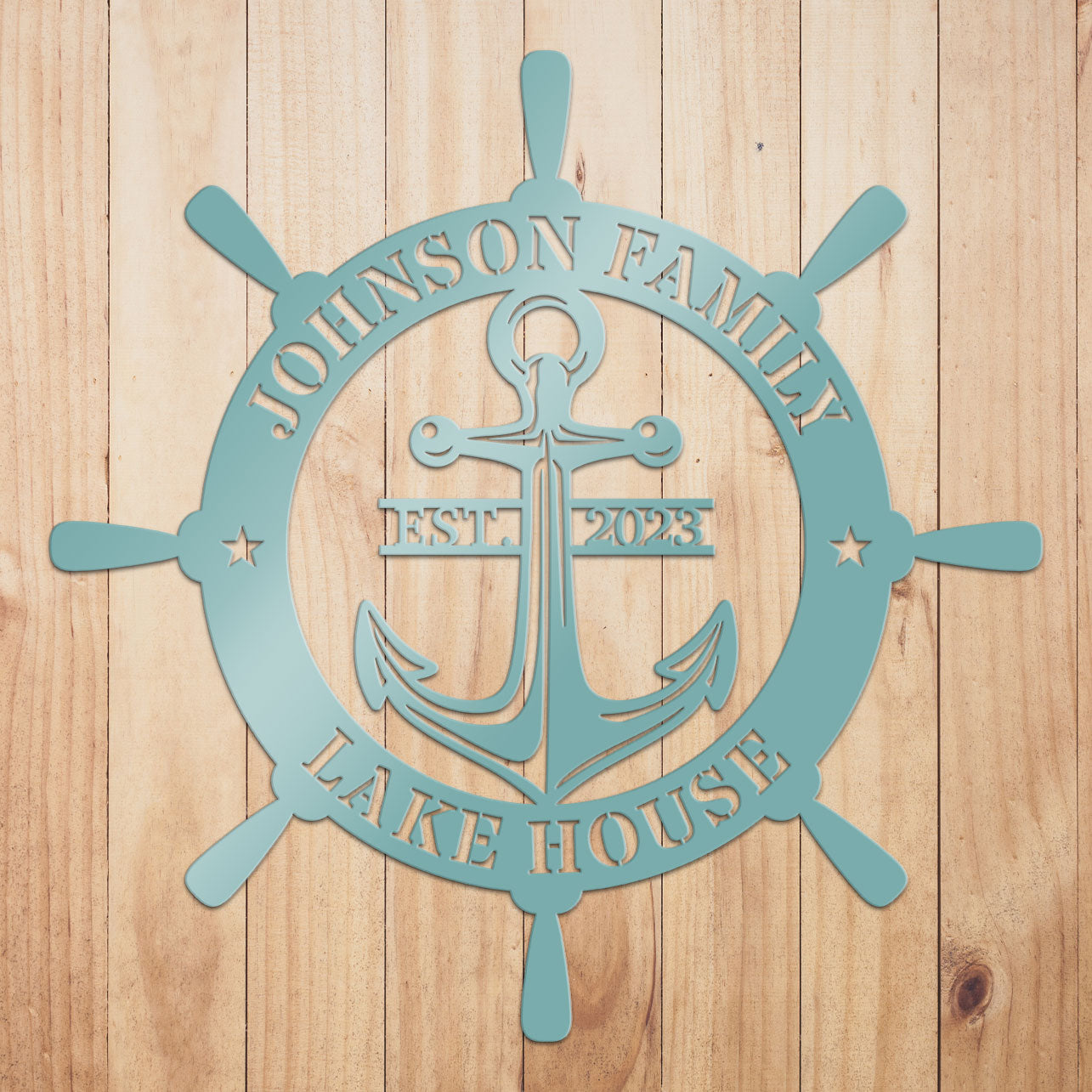 Ship Wheel Metal Sign