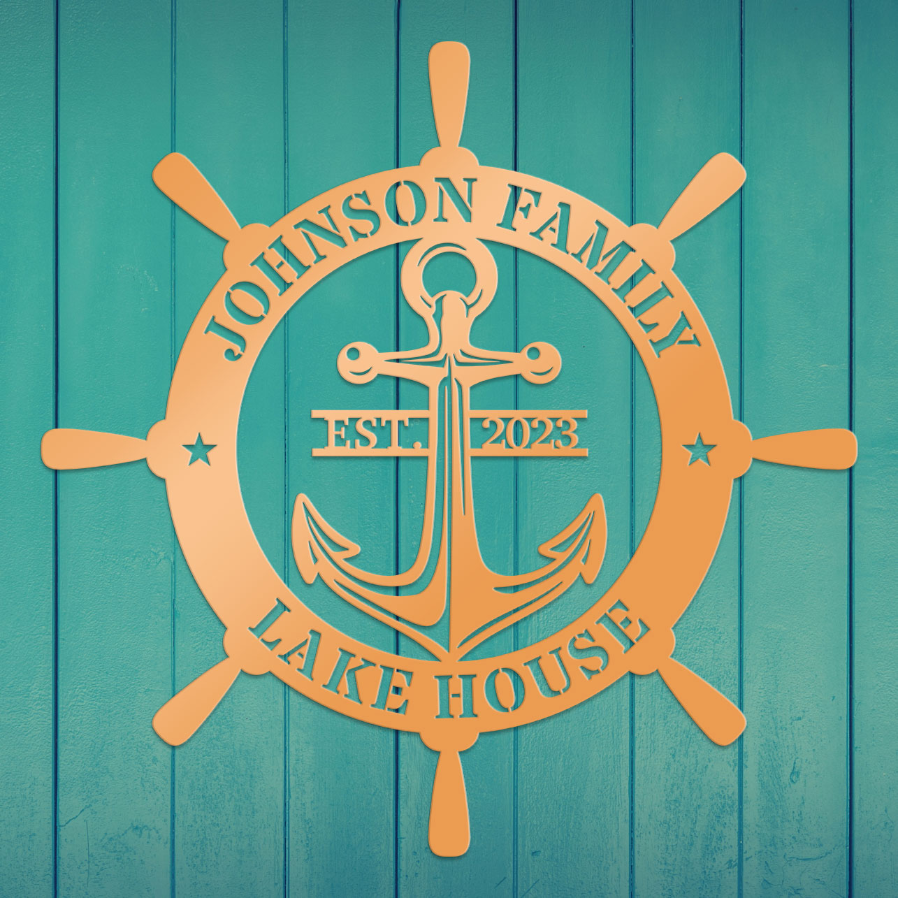 Ship Wheel Metal Sign