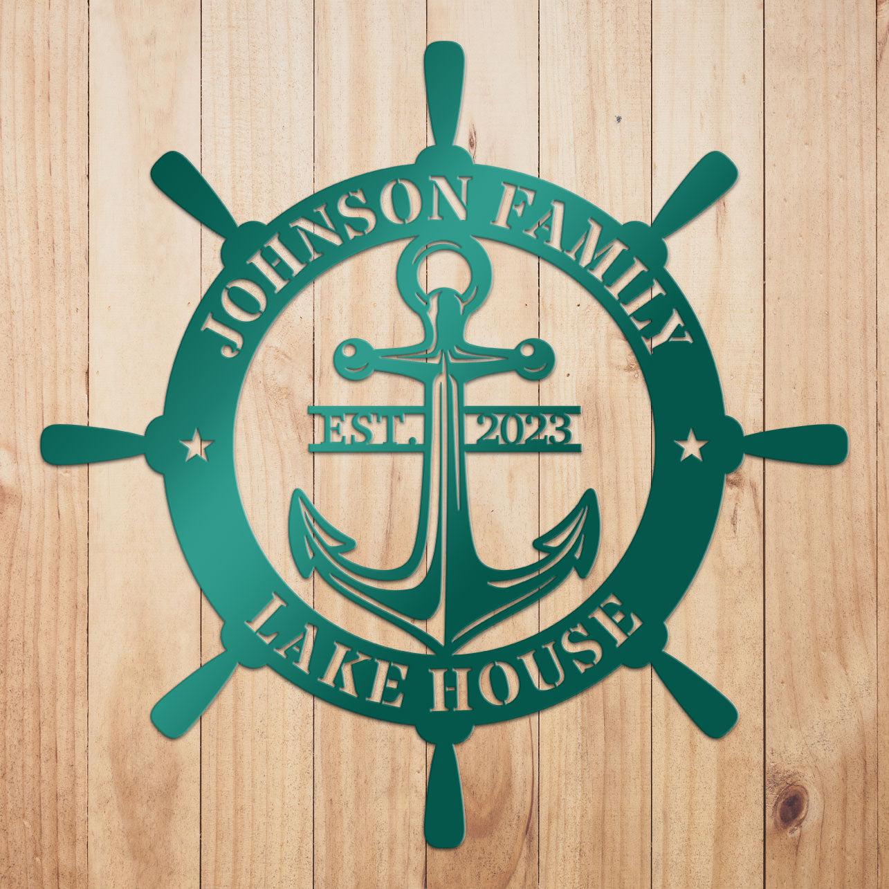 Ship Wheel Metal Sign