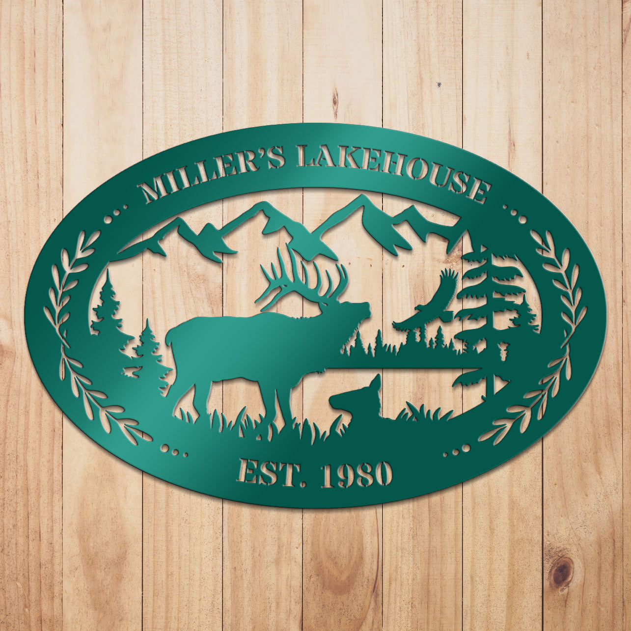 Elk Outdoor Oval Metal Sign