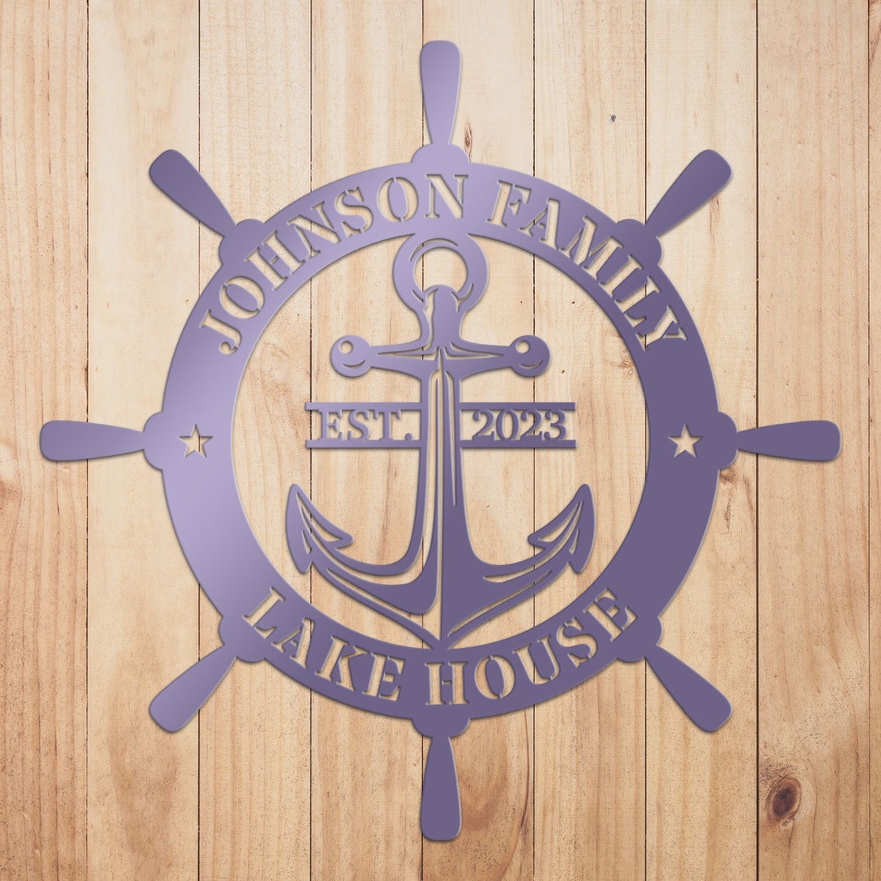 Ship Wheel Metal Sign