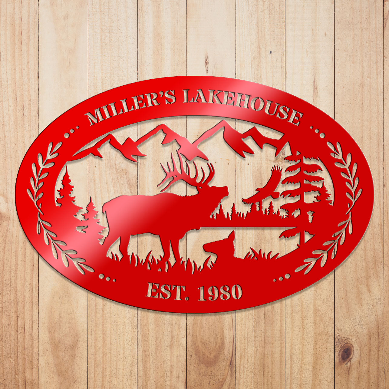 Elk Outdoor Oval Metal Sign