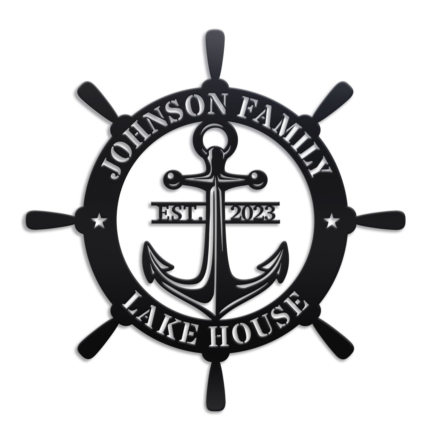 Ship Wheel Metal Sign