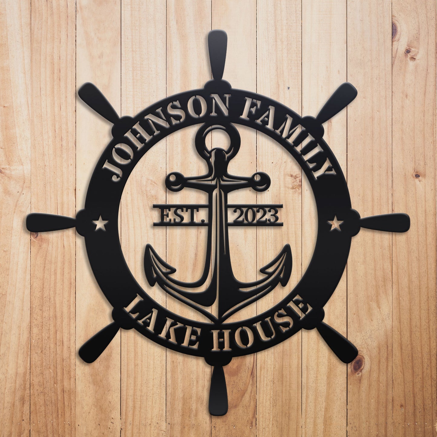 Ship Wheel Metal Sign