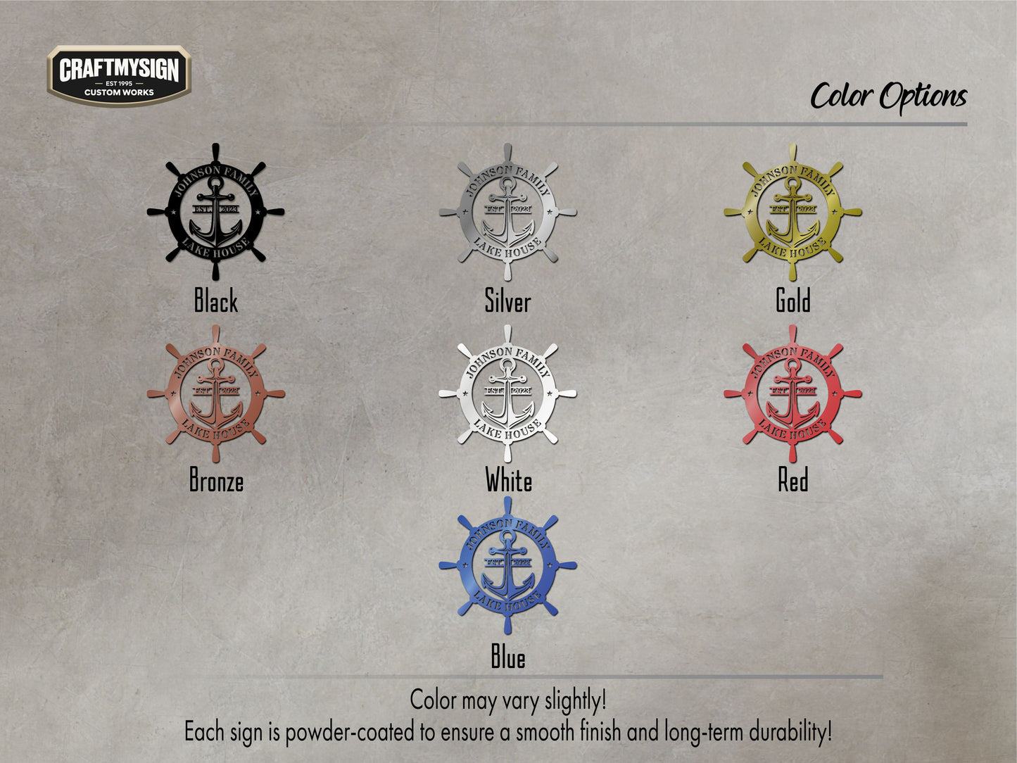 Ship Wheel Metal Sign