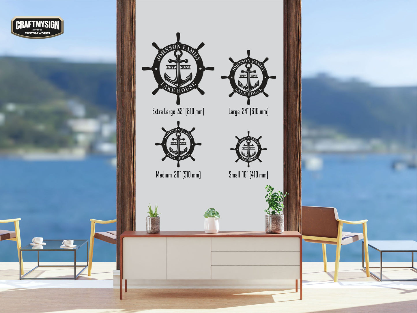 Ship Wheel Metal Sign