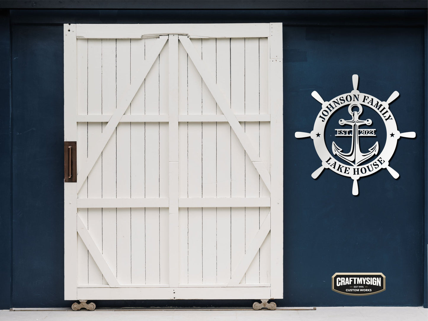 Ship Wheel Metal Sign
