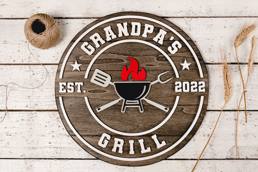 Rounded Grill Sign Wooden Sign Craftmysign