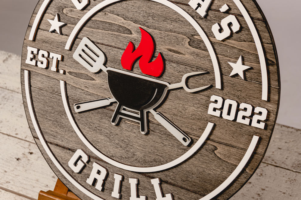 Rounded Grill Sign Wooden Sign Craftmysign