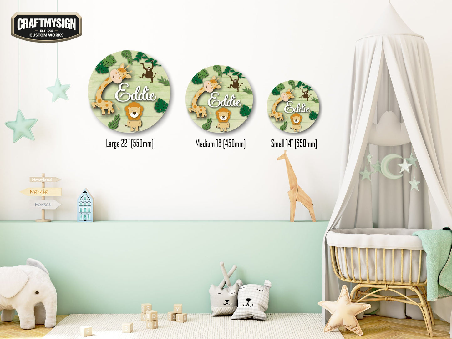 Jungle Nursery Name Sign Woodform Artcrafts