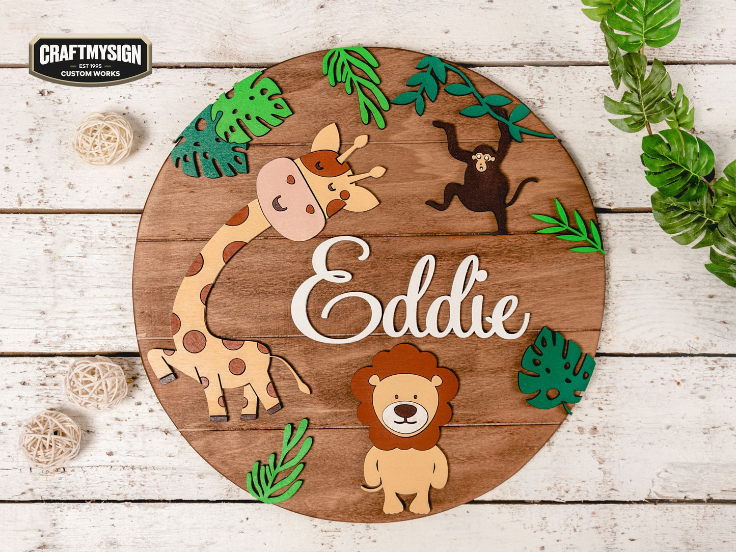Jungle Nursery Name Sign Woodform Artcrafts
