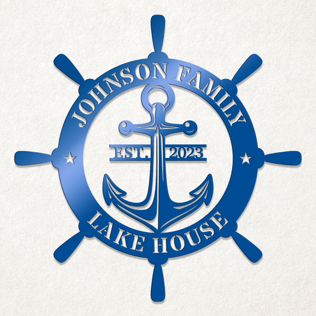 Ship Wheel Metal Sign