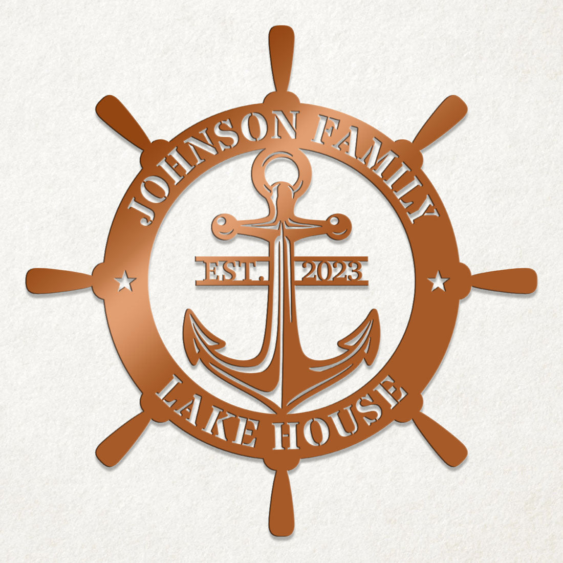Ship Wheel Metal Sign