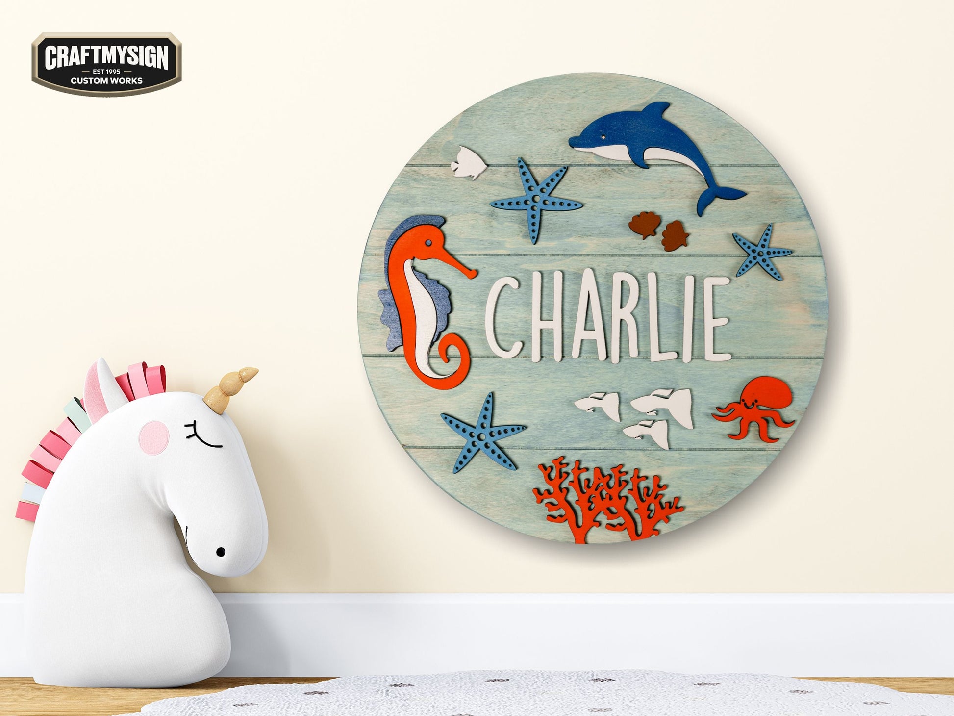 Ocean Nursery Name Sign Woodform Artcrafts