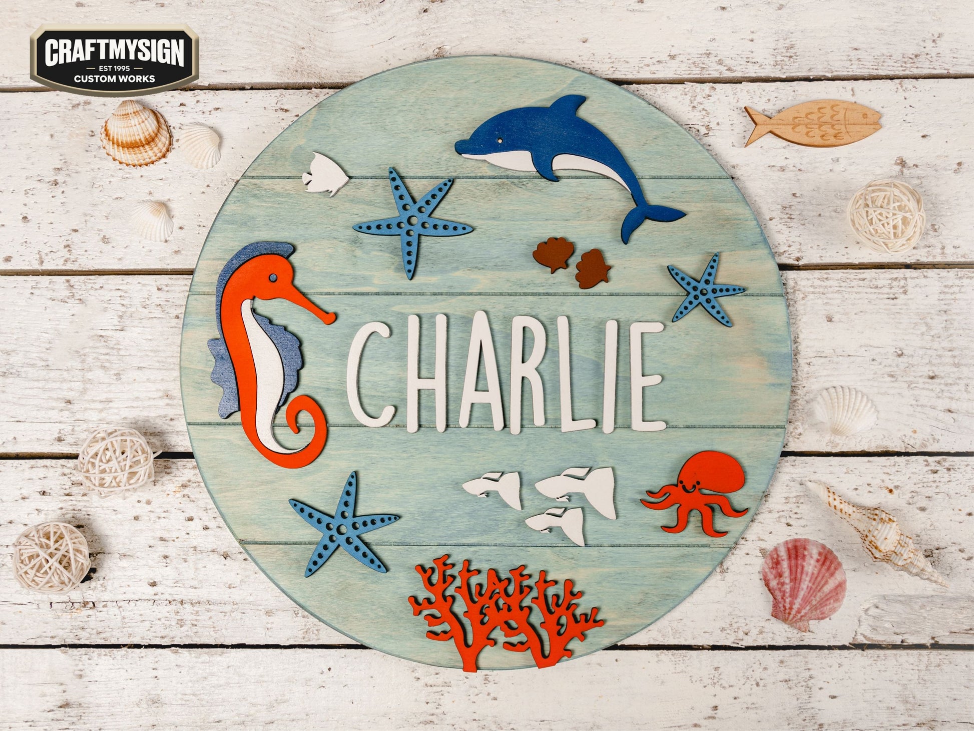 Ocean Nursery Name Sign Woodform Artcrafts