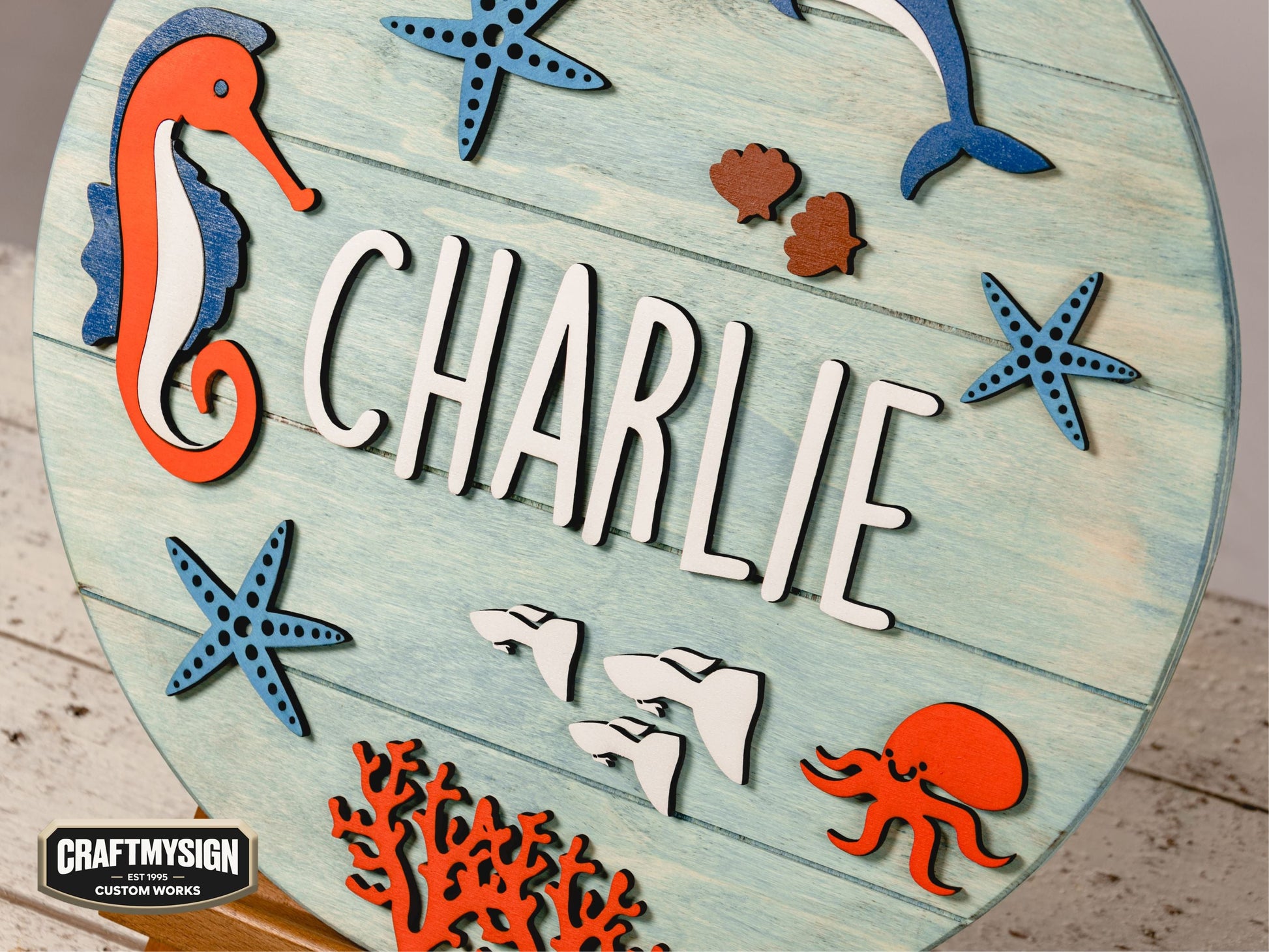 Ocean Nursery Name Sign Woodform Artcrafts