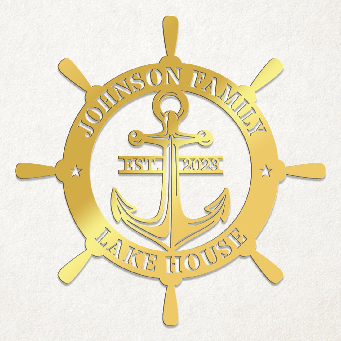 Ship Wheel Metal Sign