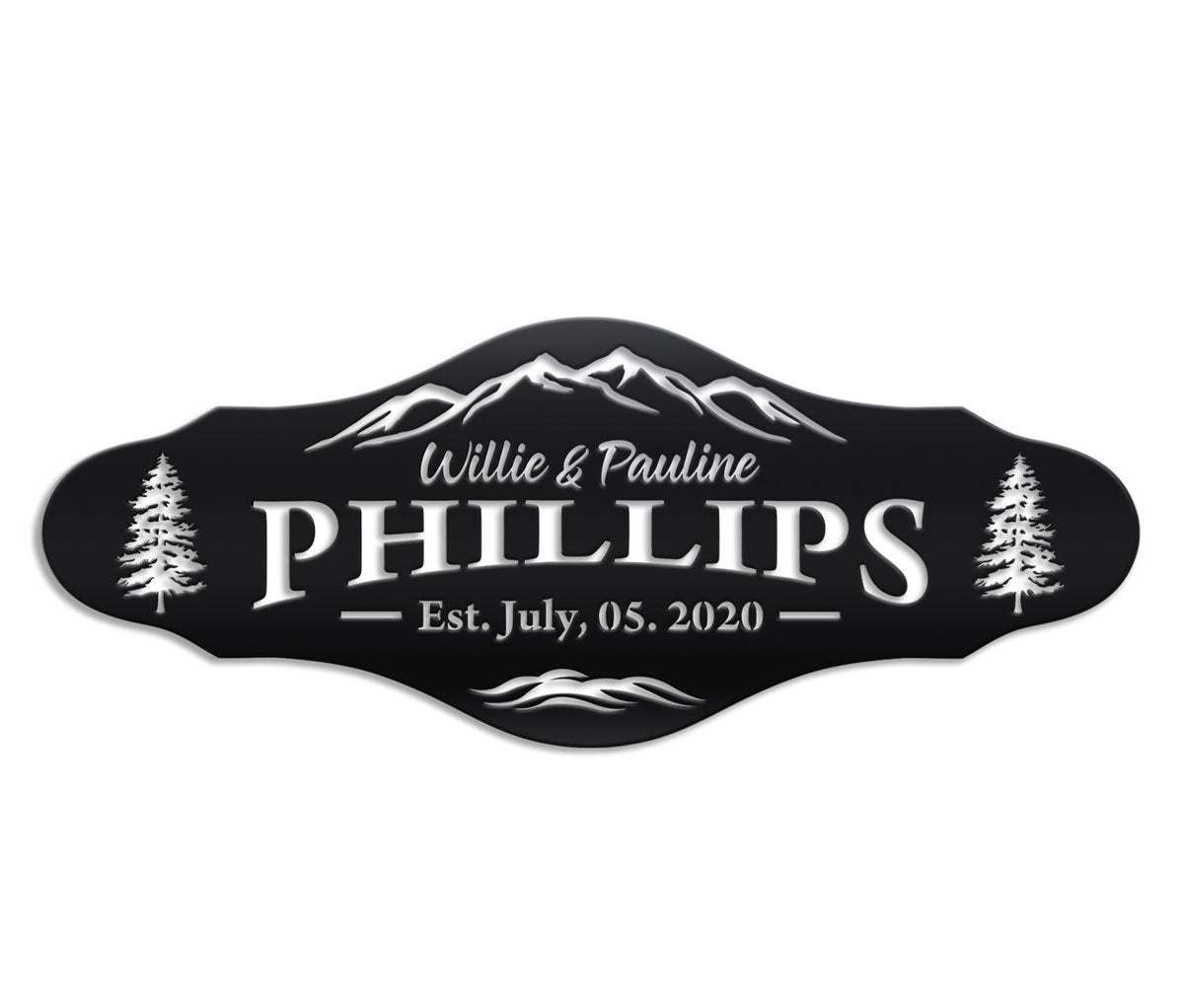 Outdoor Family Name Metal Sign