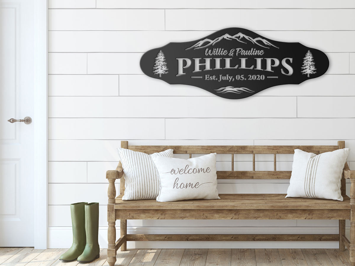 Outdoor Family Name Metal Sign