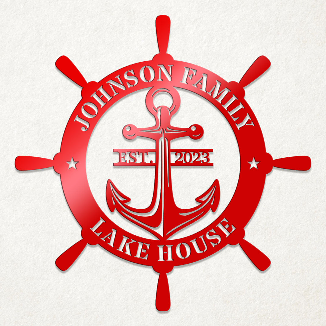 Ship Wheel Metal Sign
