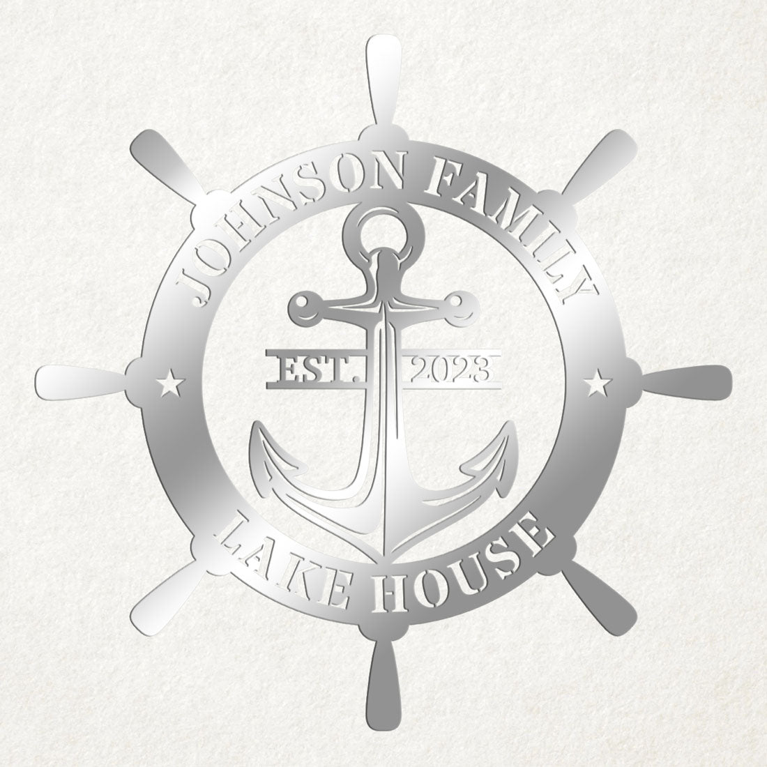 Ship Wheel Metal Sign