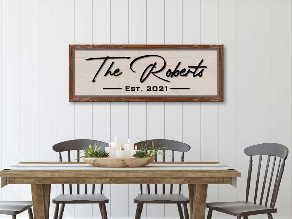 Framed Family Name Sign