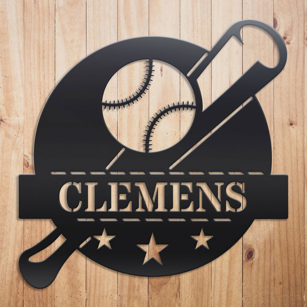 Simple Metal Baseball Sign Custom Baseball Monogram Metal Sign by Craftmysign – Craft My Sign