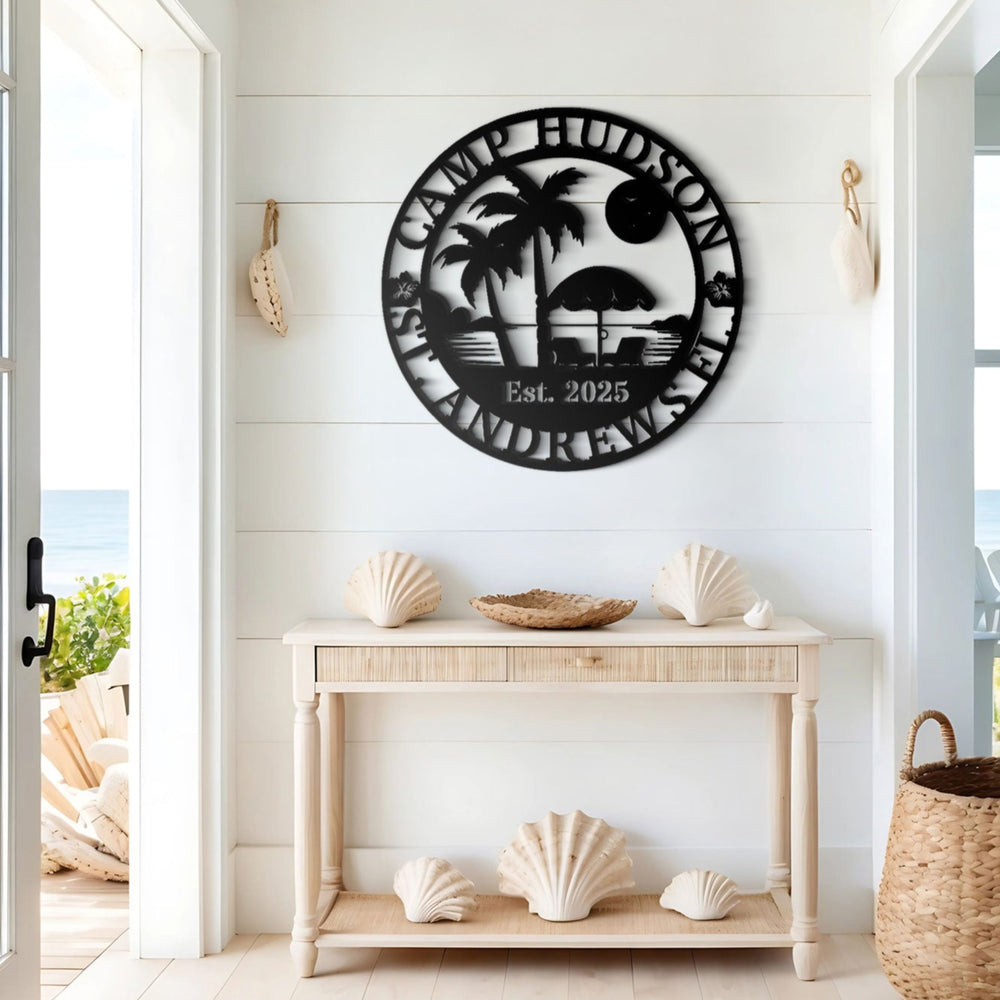 Beach Palm Metal Sign