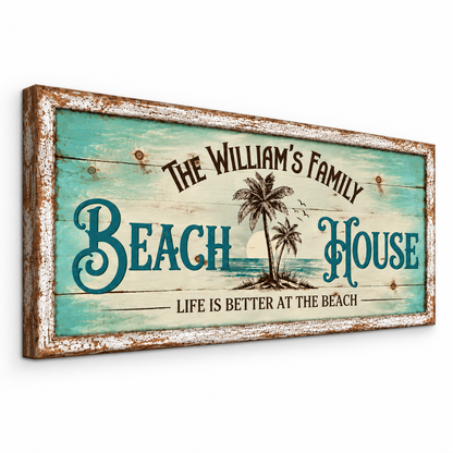 Personalized Beach House Canvas