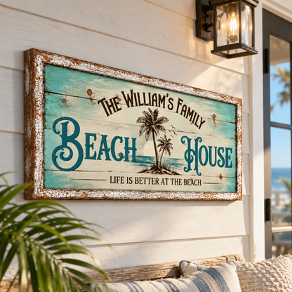 Personalized Beach House Canvas