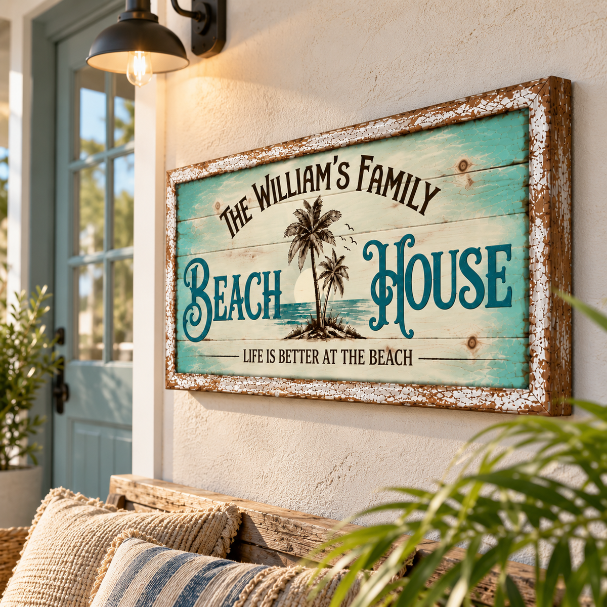 Personalized Beach House Canvas