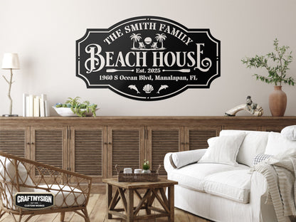 Beach House Metal Sign