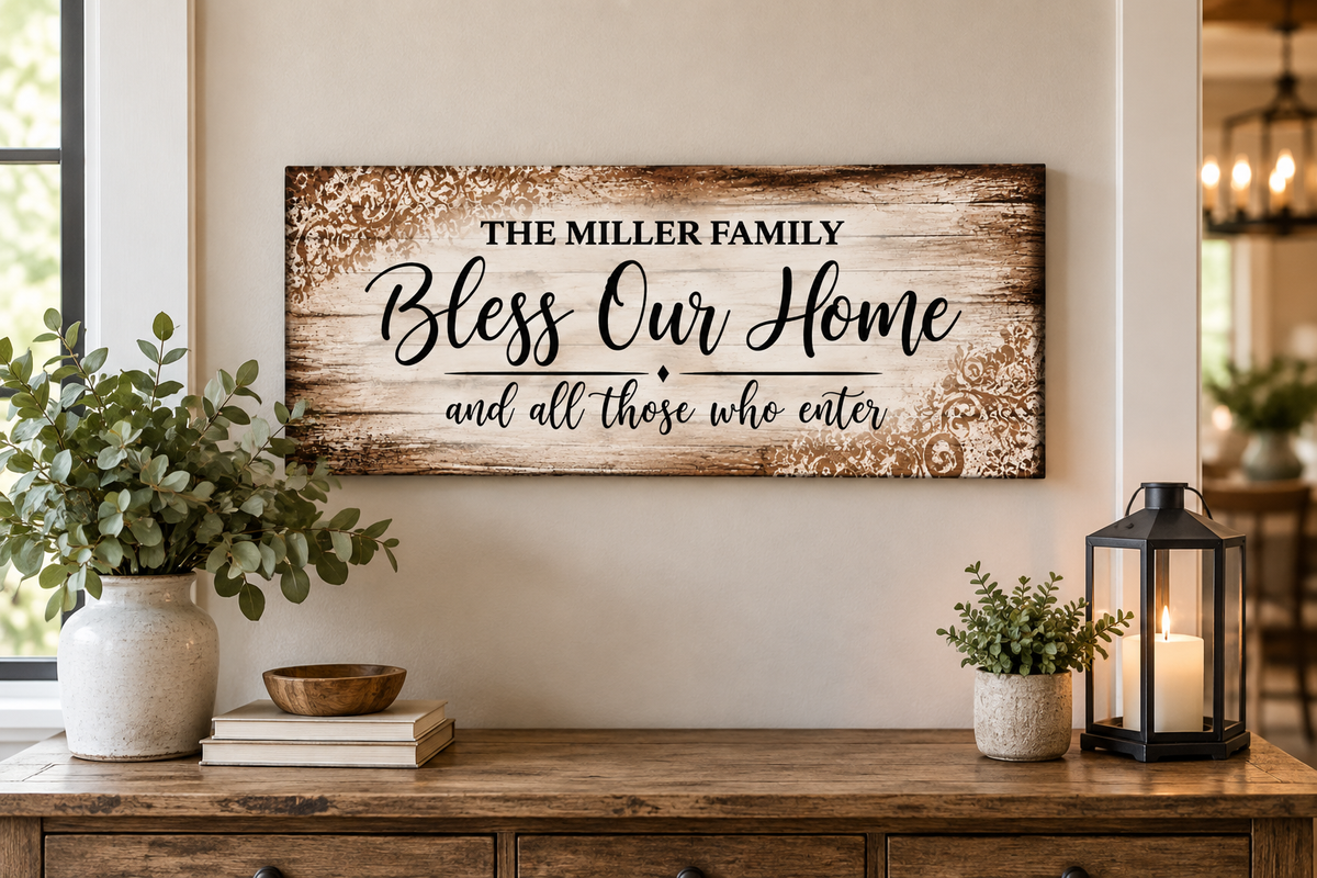 Personalized Family Name Canvas – Bless Our Home
