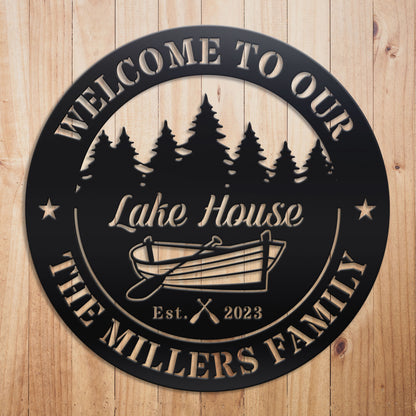 Boat Lakehouse Metal Sign