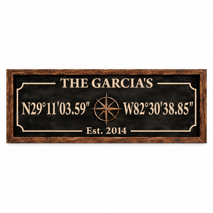 Personalized Family Coordinates Canvas Wall Art – Custom GPS Location Sign