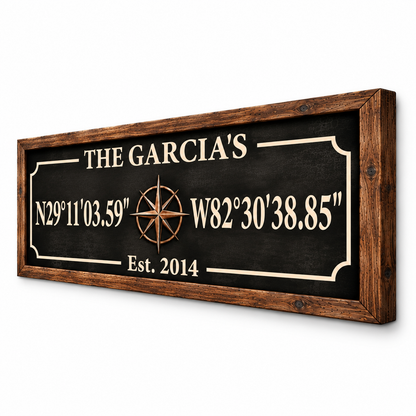 Personalized Family Coordinates Canvas Wall Art – Custom GPS Location Sign