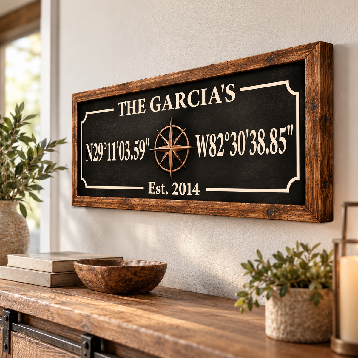 Personalized Family Coordinates Canvas Wall Art – Custom GPS Location Sign