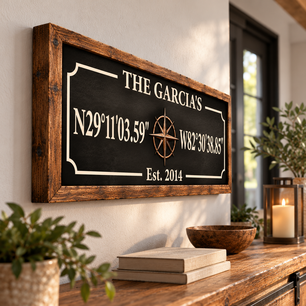 Personalized Family Coordinates Canvas Wall Art – Custom GPS Location Sign
