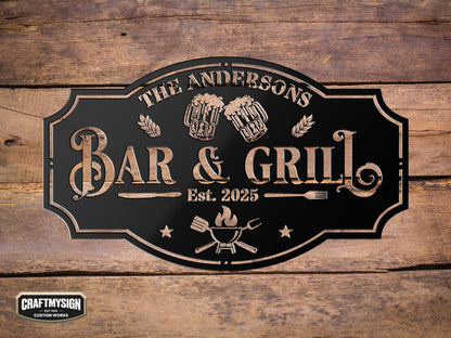 Bar & Grill Metal Sign