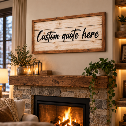 Personalized Custom Quote Canvas Wall Art – Rustic Farmhouse Wood Look Sign