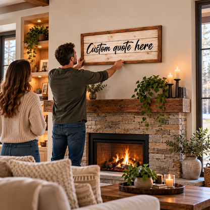 Personalized Custom Quote Canvas Wall Art – Rustic Farmhouse Wood Look Sign